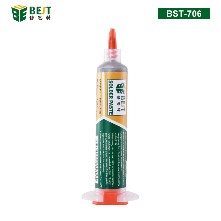 BST-706 针筒式无铅锡浆 低温无铅锡膏 焊锡膏 Sn42/Bi58 10cc