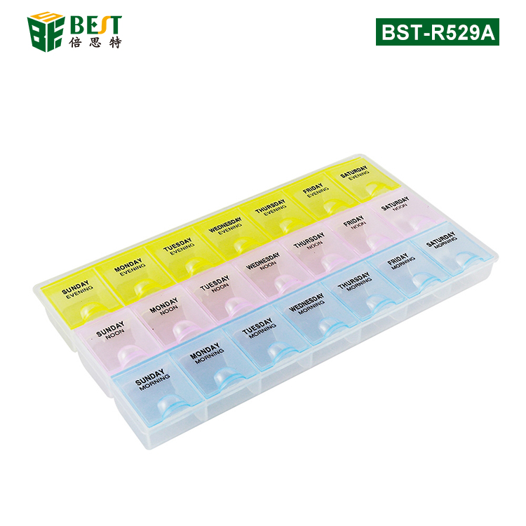 BST-R529A 3排7格星期透明塑料元件盒（小）