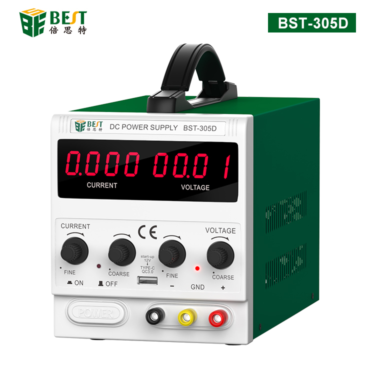 BST-305D 可调直流稳压维修电源 30V/5A 数显电源表手机维修4位半高精度电流表 带USB输出接口