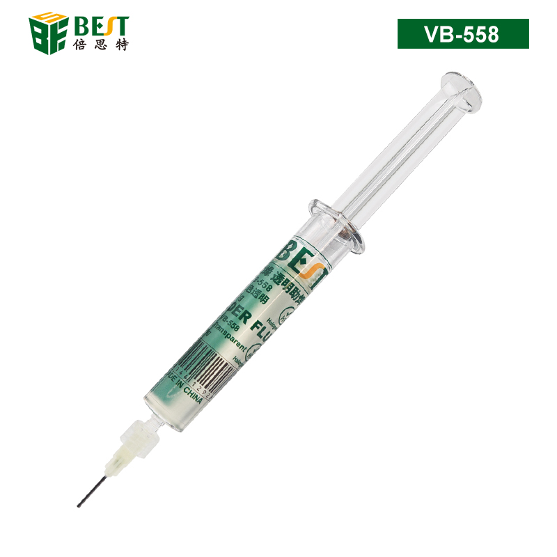 VB-558 环保绝缘透明助焊膏 针筒式电子元器件焊接助焊膏 免清洗手机维修透明焊油10g